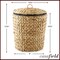 Casafield Water Hyacinth Trash Can with Lid and Liner, Woven Wicker Waste Basket for Bathroom, Bedroom, Laundry Room, Home Office